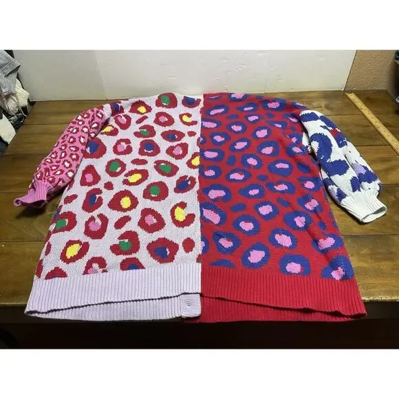 Farm Rio Leopard Pop Cardigan Size XL Colorful Cotton Oversized Bohemian - Picture 12 of 12